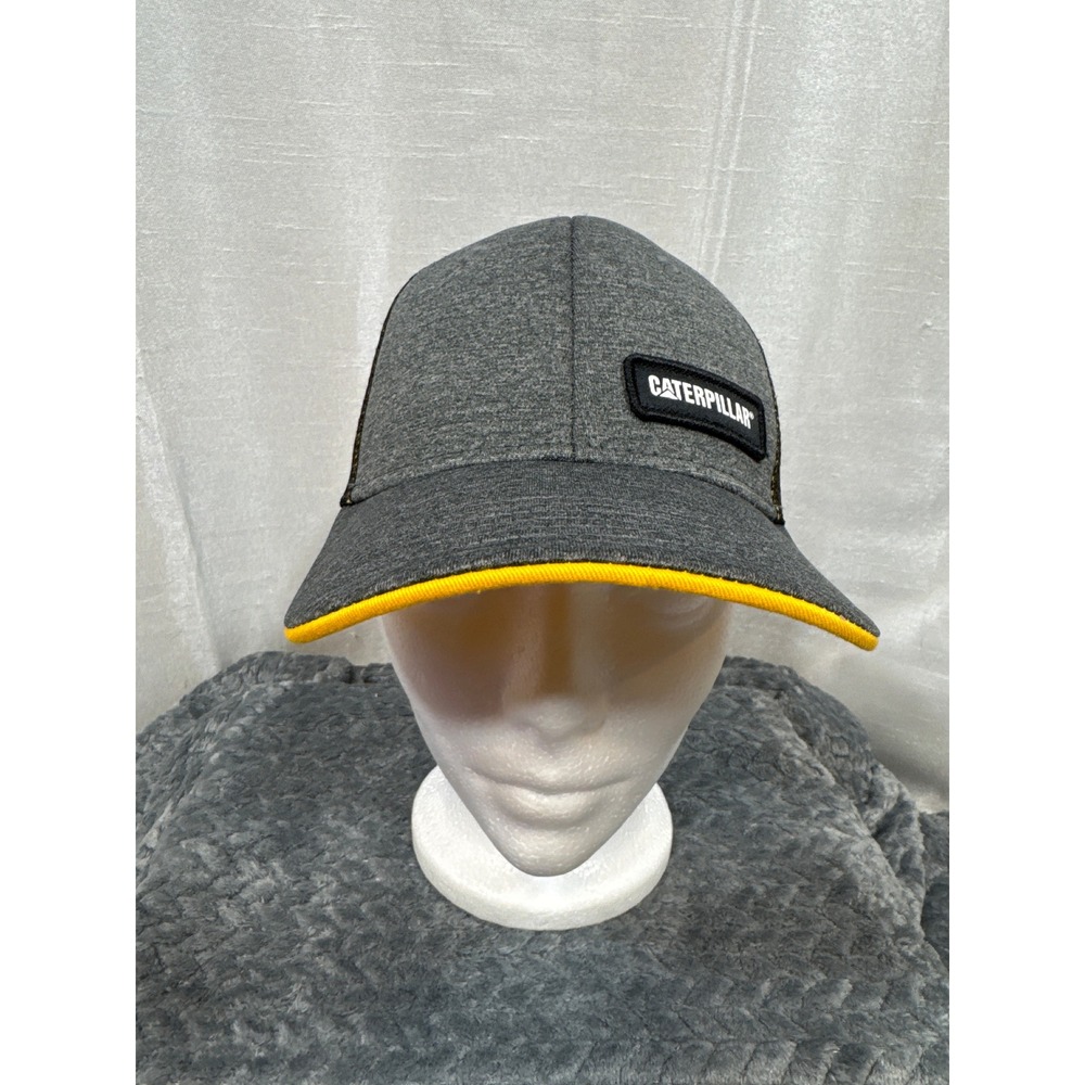 Caterpillar CAT Mens Trucker Hat Grey Black Yellow Mesh Snapback Workwear Cap‎